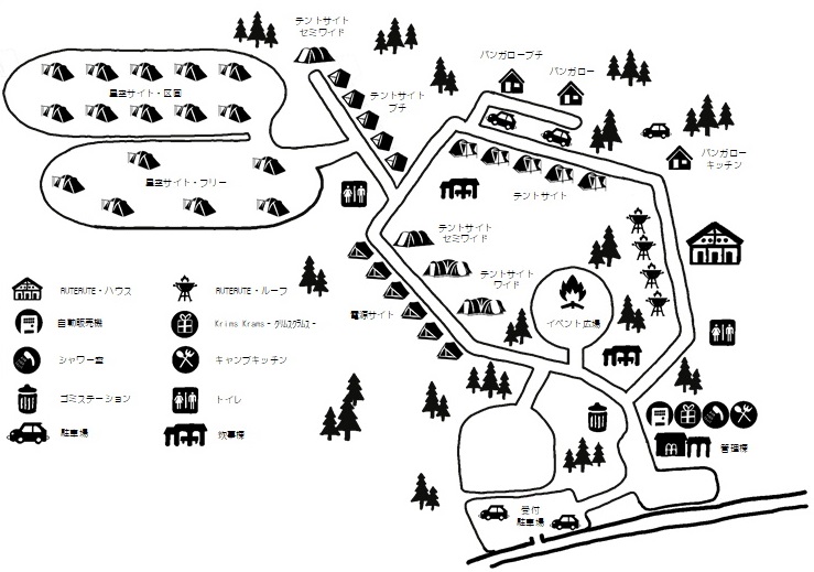 キャンプ場のマップ